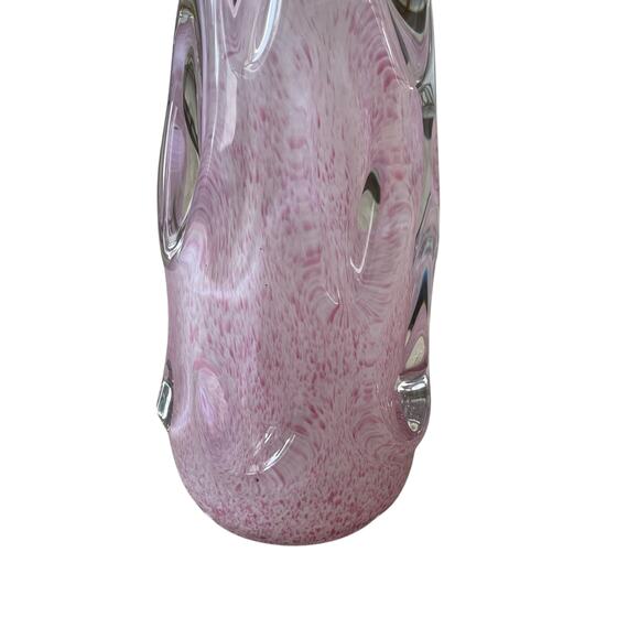 Hand Blown Solid Art Glass CHRISTMAS TREE 11in Pastel Pink & White Swirl New - Picture 2 of 11